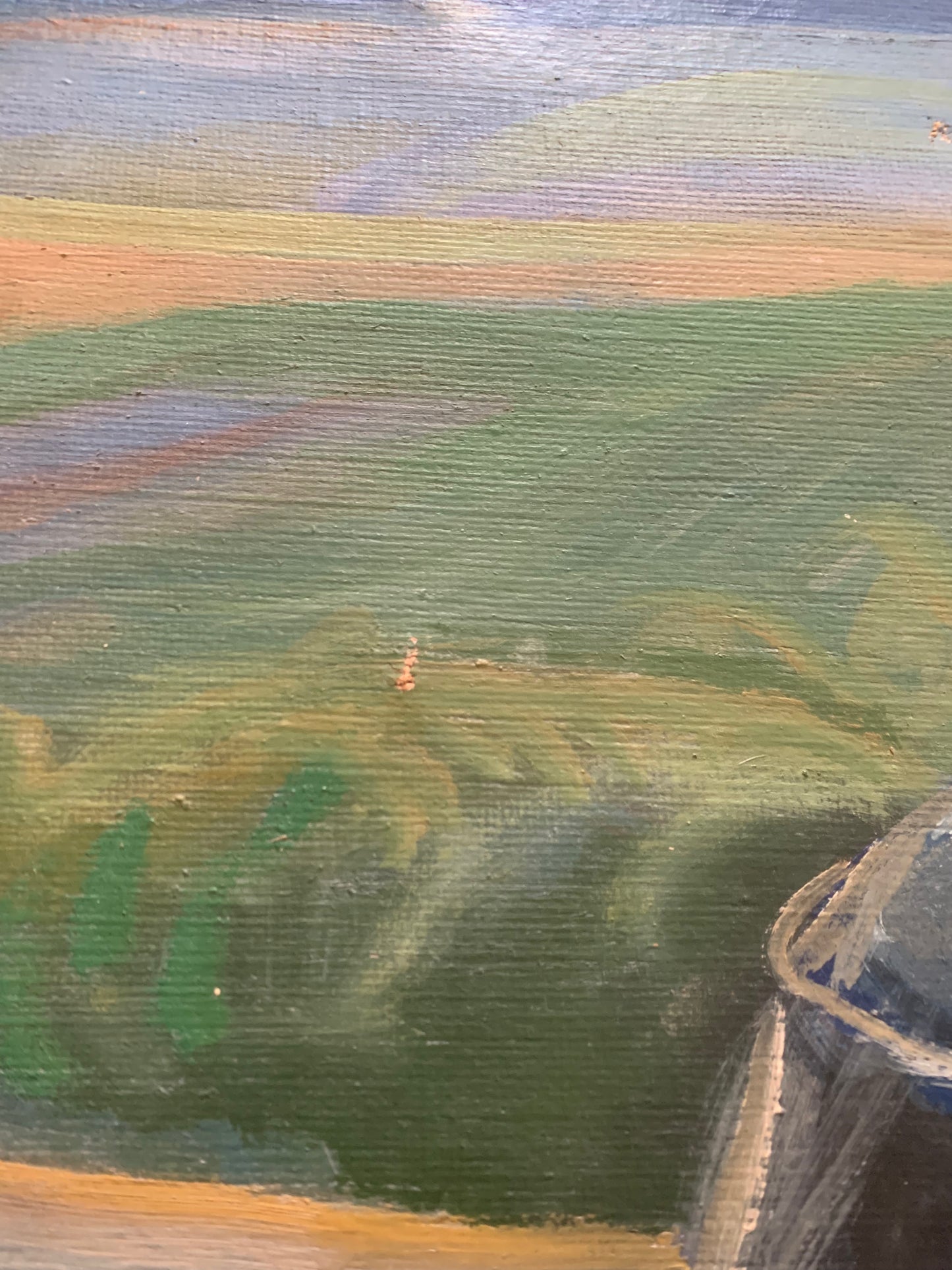 Danish painter. Landscape with cyclists, circa 1950