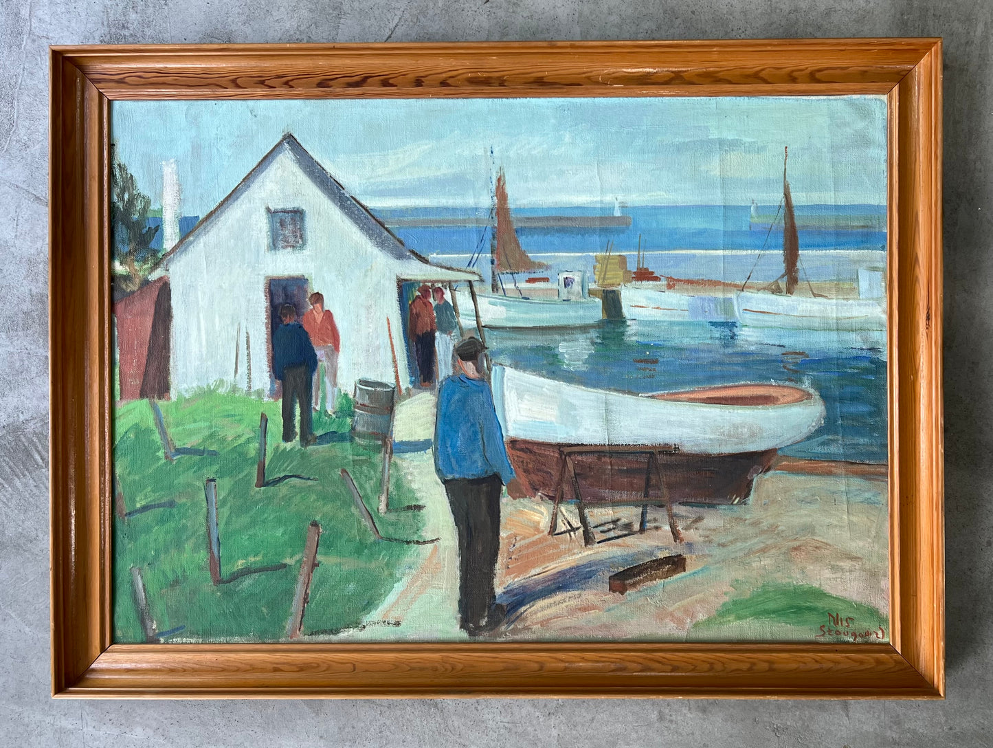 Nis Stougaard. Harbour scene from Bornholm, 1940’s