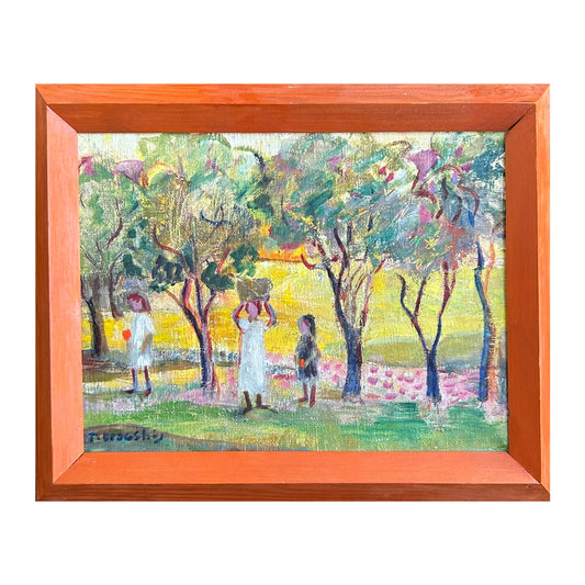 Therese Dragshøj. Landscape with figures, 1982