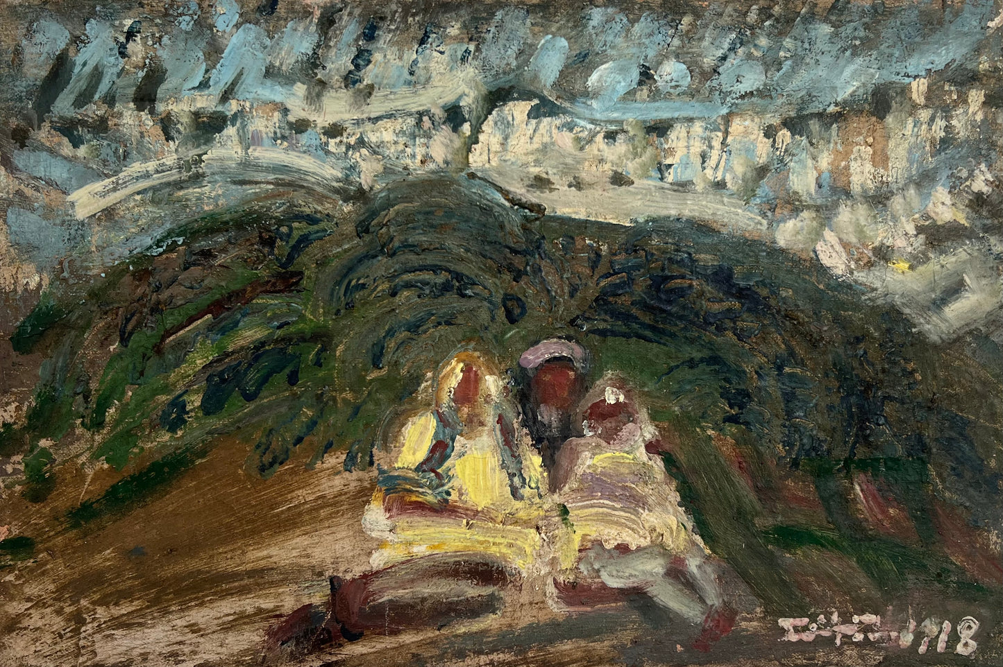 Erich Erichsøe. Figures in a landscape, 1918