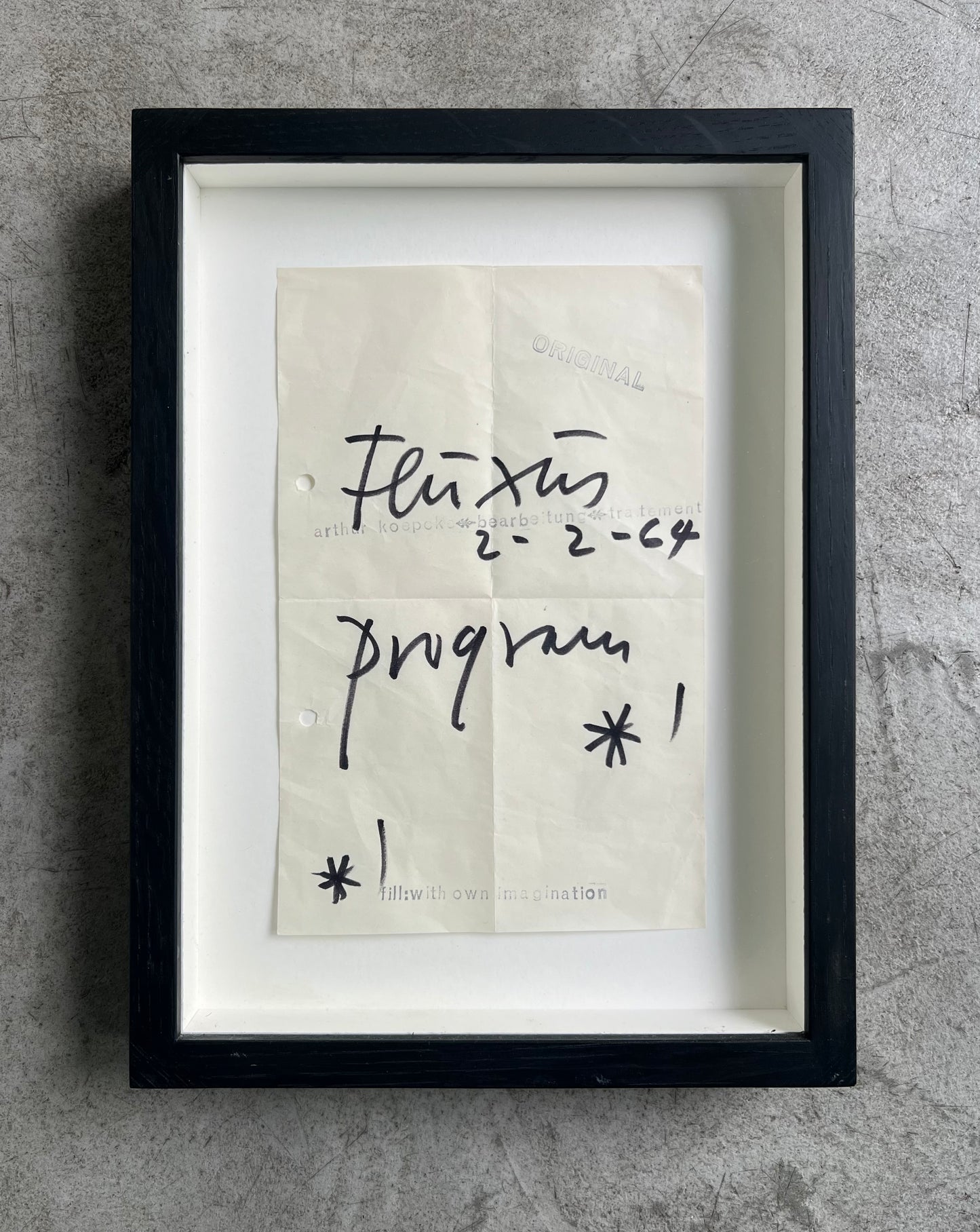 Arthur Køpcke. “Fluxus program”, 1964