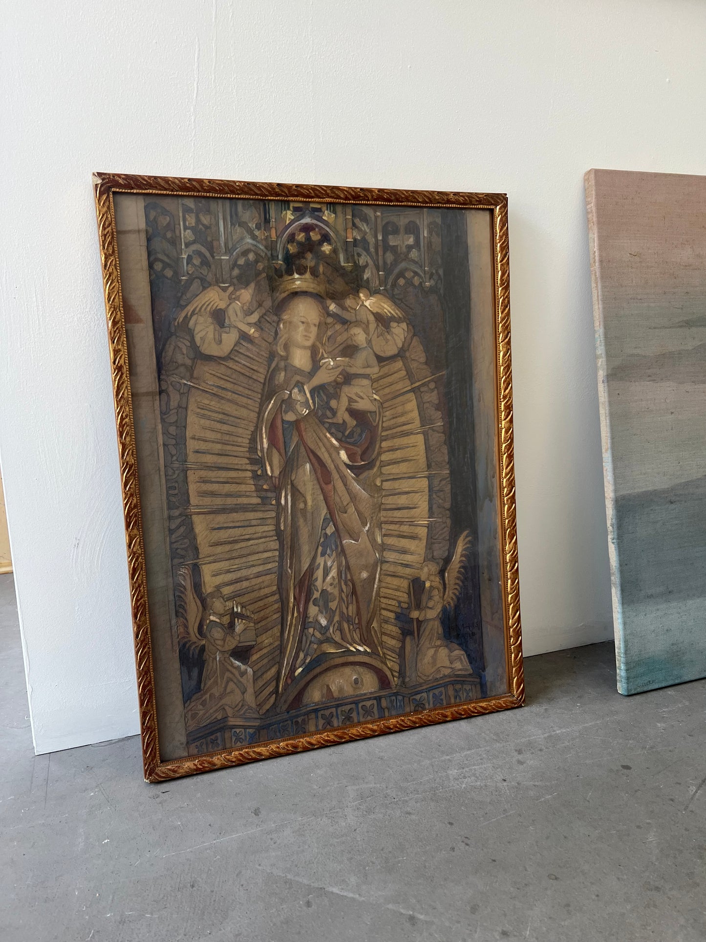 Marie Henriques. Study of the alterpiece in “Mariakirken” in Bergen, 1915