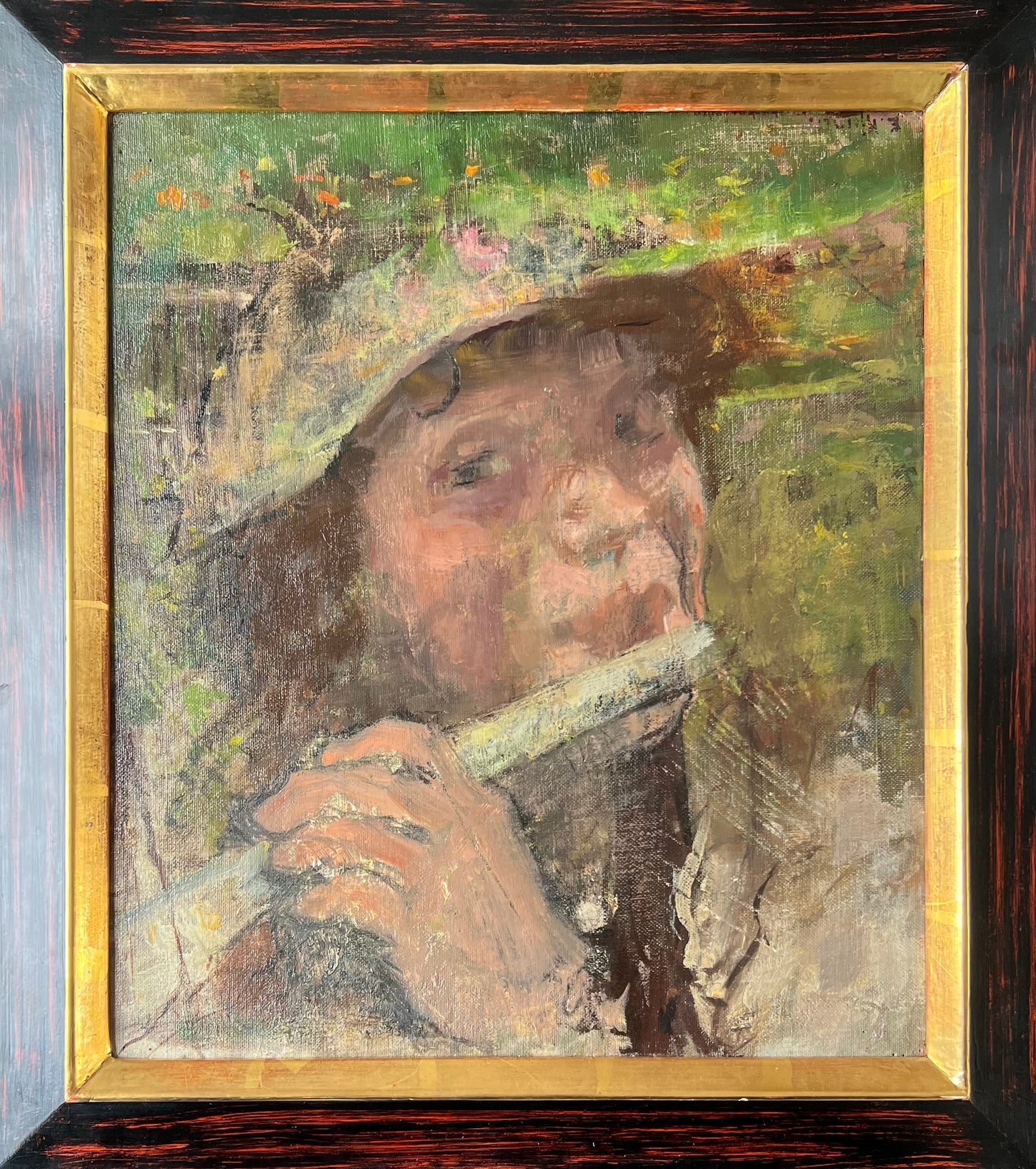 Esther Kjerner. Study for a portrait of a flute player