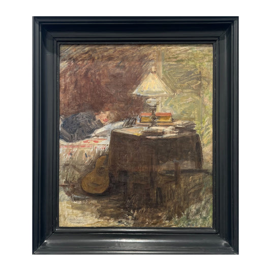 Edvard Westman. “Interiør med hvilende ung pige. Forestiller kunstnerens forlovede malerinden Hanna Rönnberg”, ca. 1890