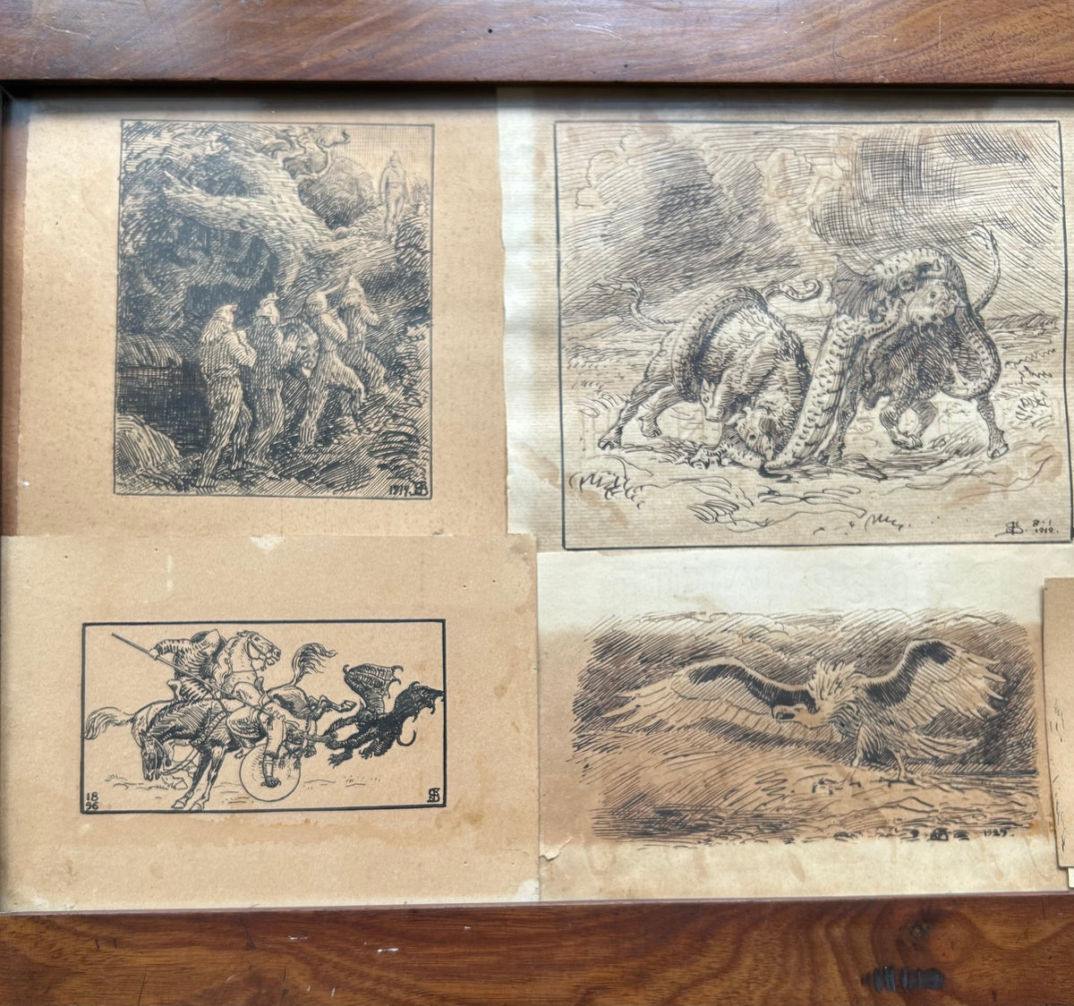 Niels Skovgaard. Six drawings in one frame, 1896-1925.