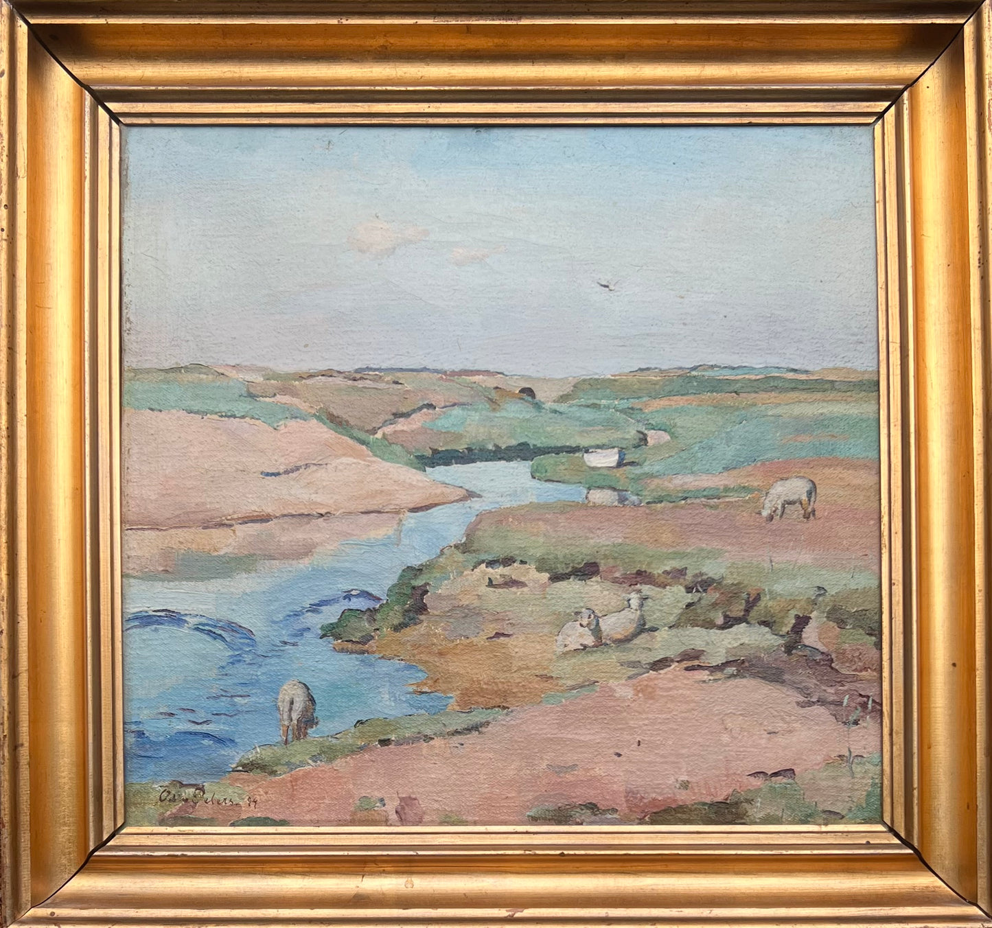 Oda Peters. Sheep in landscape, 1924