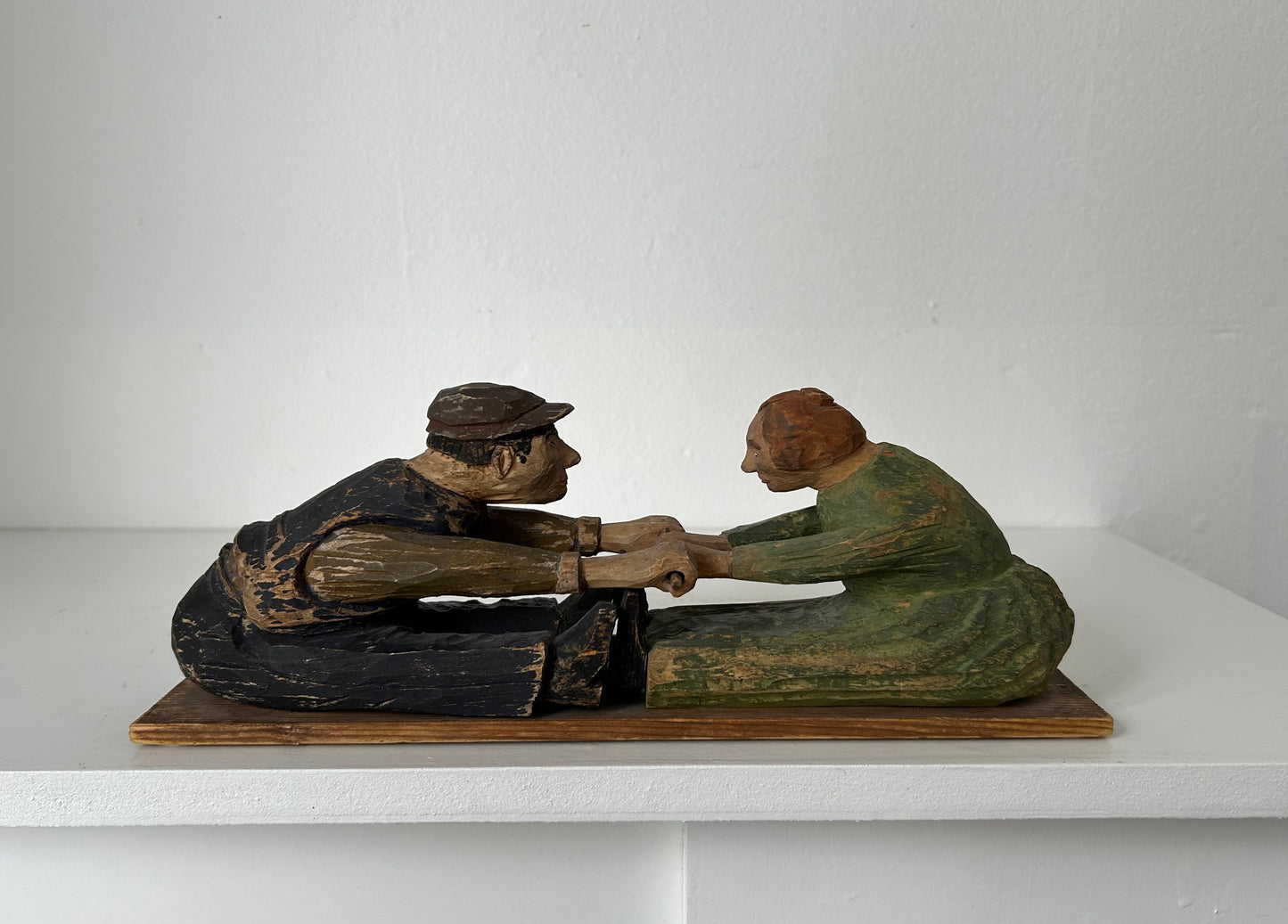 Swedish sculpture of wood. “Dra hank”, 20th century