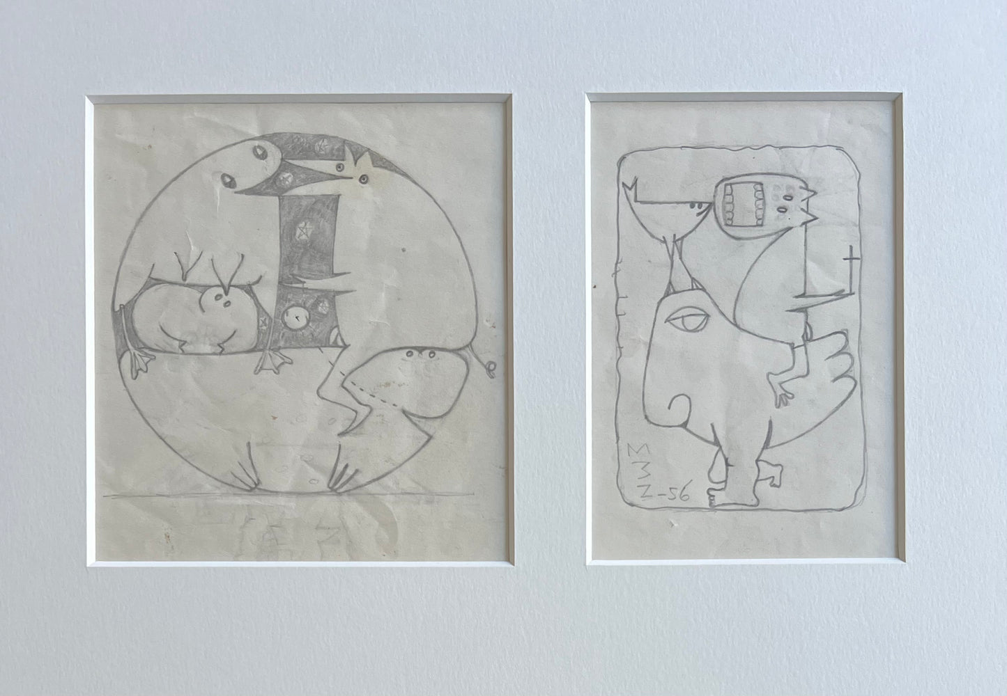 Egon Møller-Nielsen. Two drawings, 1956