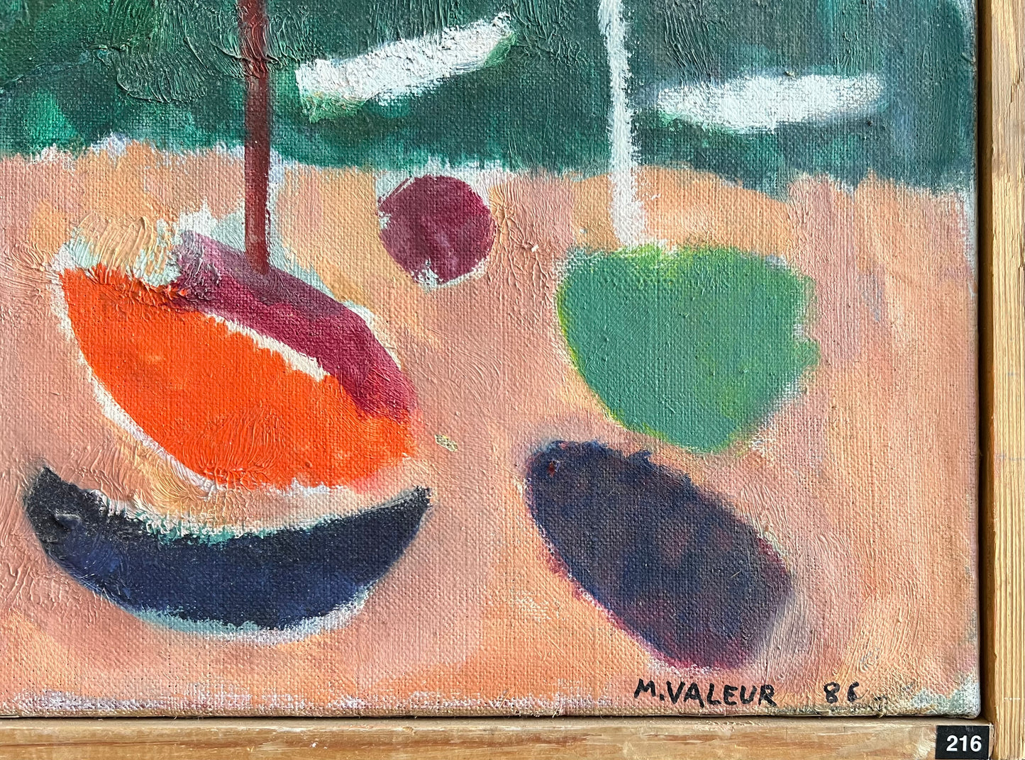 Mogens Valeur. Boats on the beach, 1986