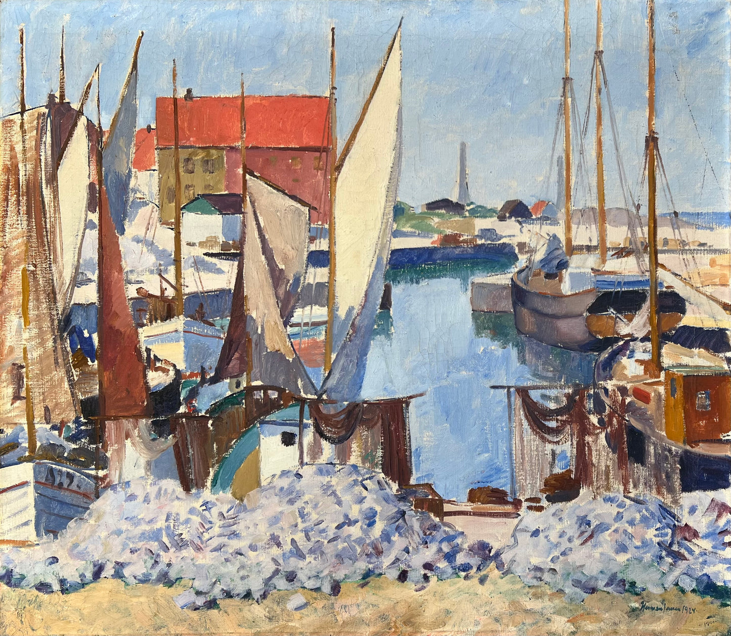 Herman Jensen. The harbour in Allinge, Bornholm, 1924