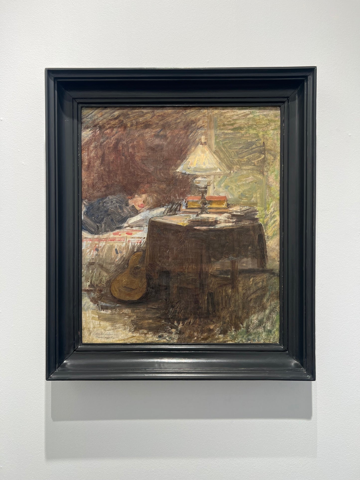 Edvard Westman. “Interiør med hvilende ung pige. Forestiller kunstnerens forlovede malerinden Hanna Rönnberg”, ca. 1890