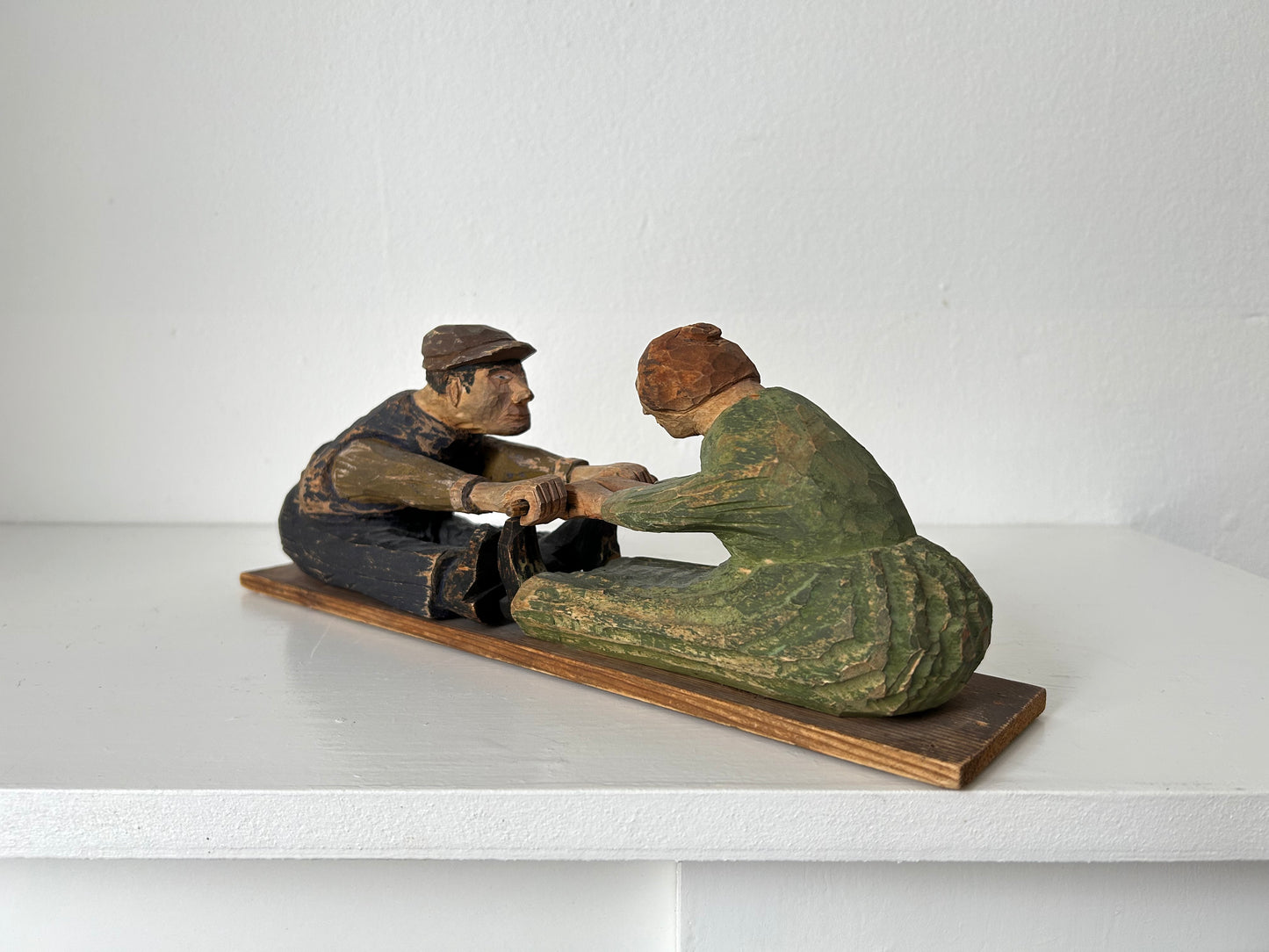 Swedish sculpture of wood. “Dra hank”, 20th century