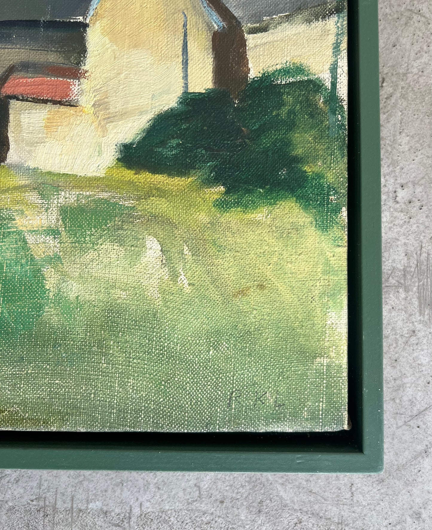 Rita Kernn-Larsen. Landscape with houses and a cathedral, ca. 1930