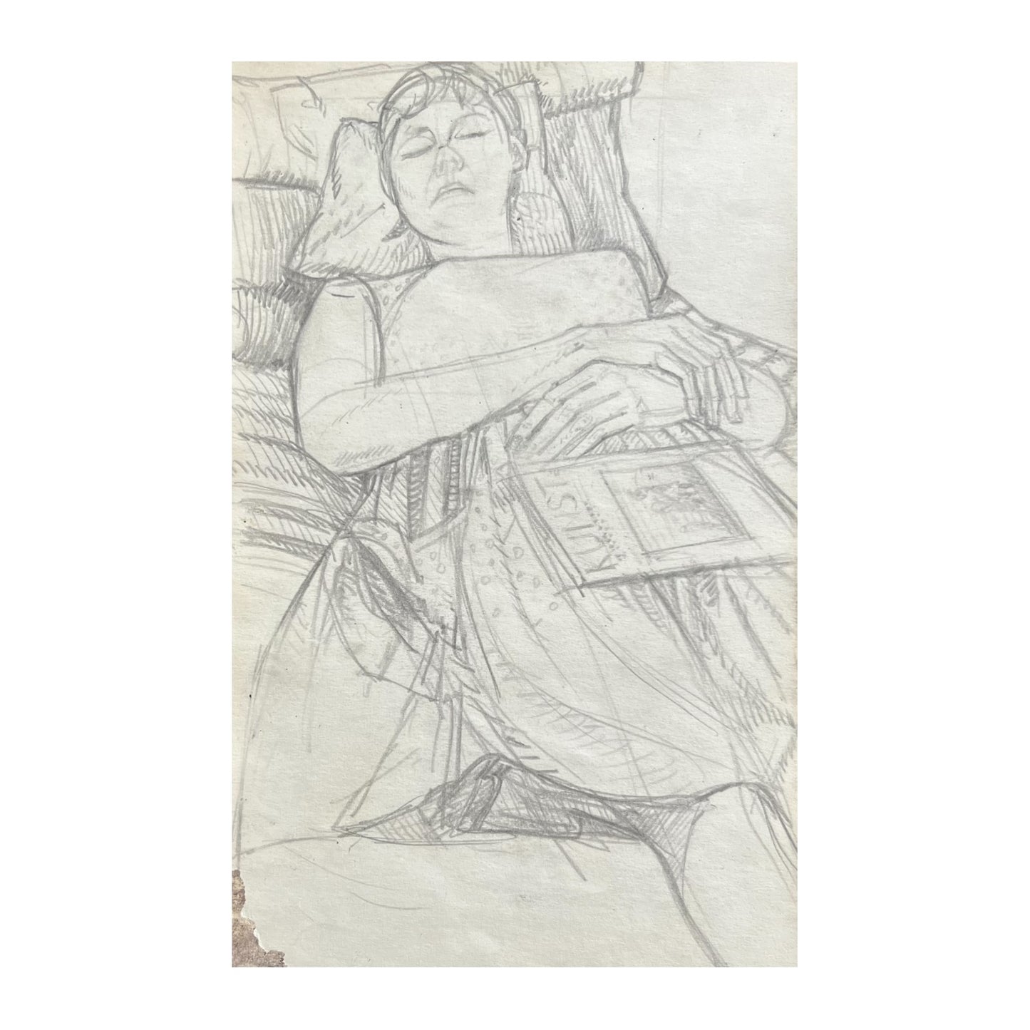 John Olsen. Portrait of sculptor Hanne Varming sleeping, 1963