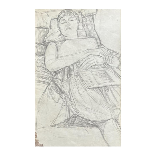 John Olsen. Portrait of sculptor Hanne Varming sleeping, 1963