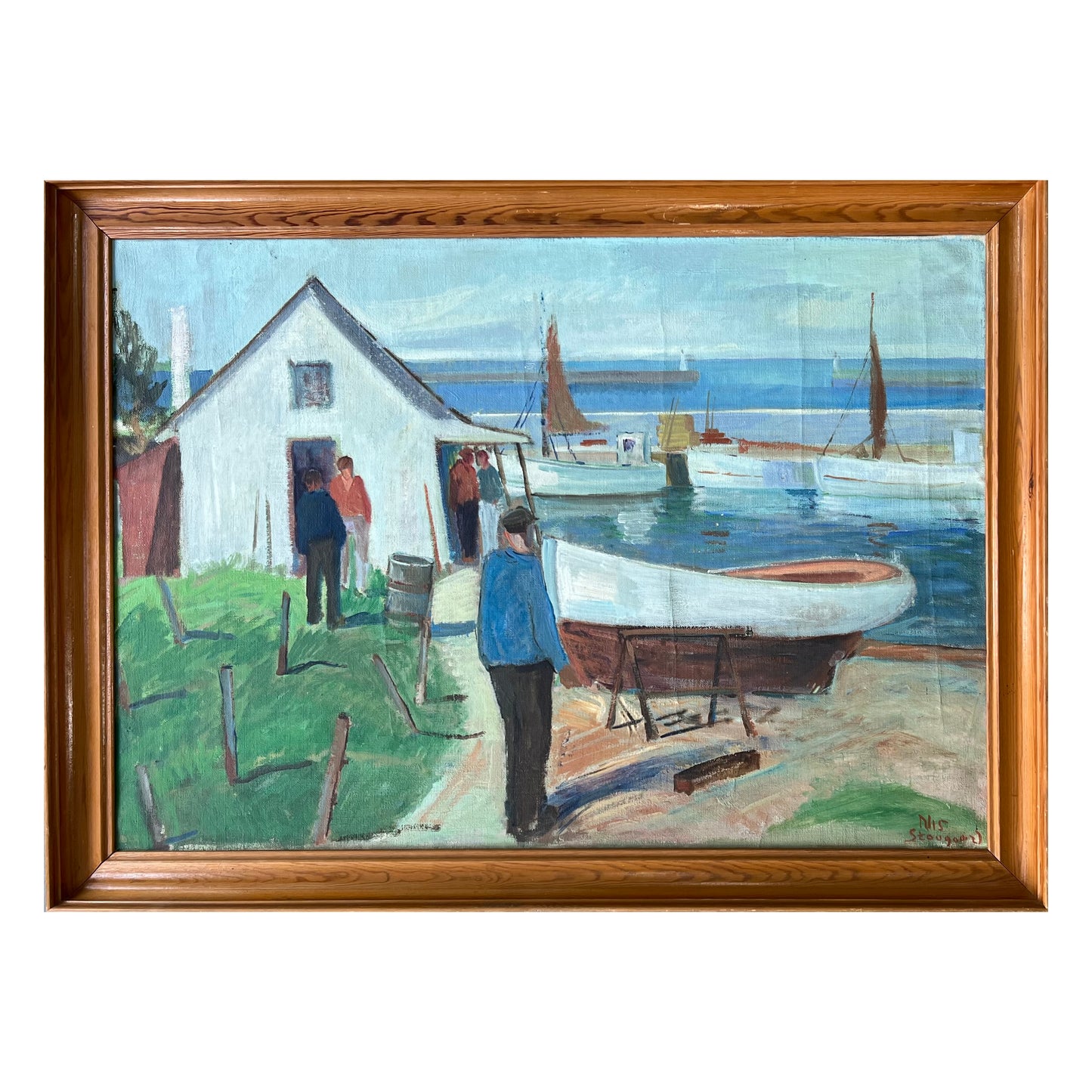 Nis Stougaard. Harbour scene from Bornholm, 1940’s