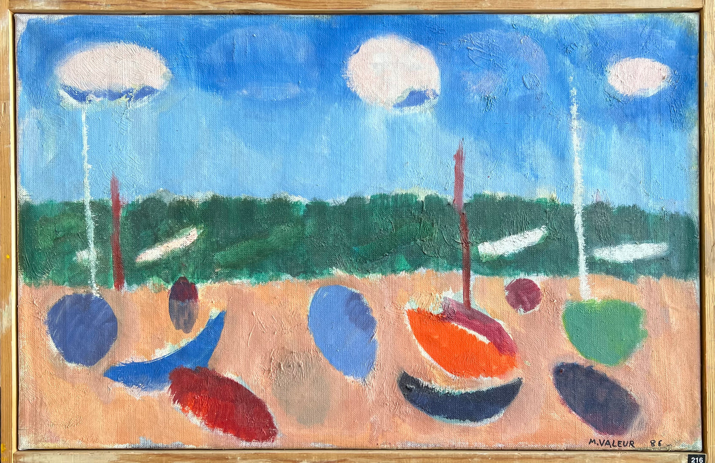 Mogens Valeur. Boats on the beach, 1986