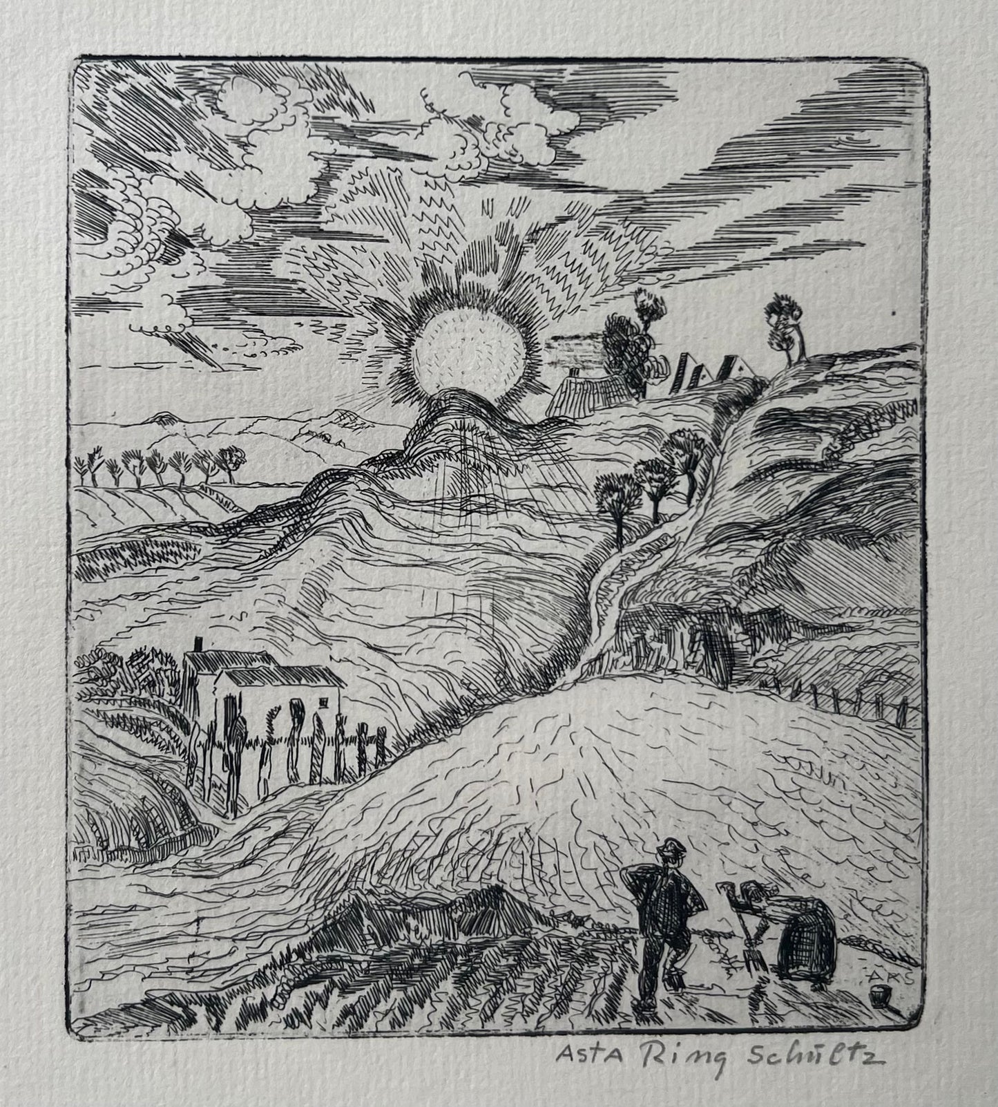 Asta Ring Schultz. “Solnedgang. Aarhusegnen”, 1922