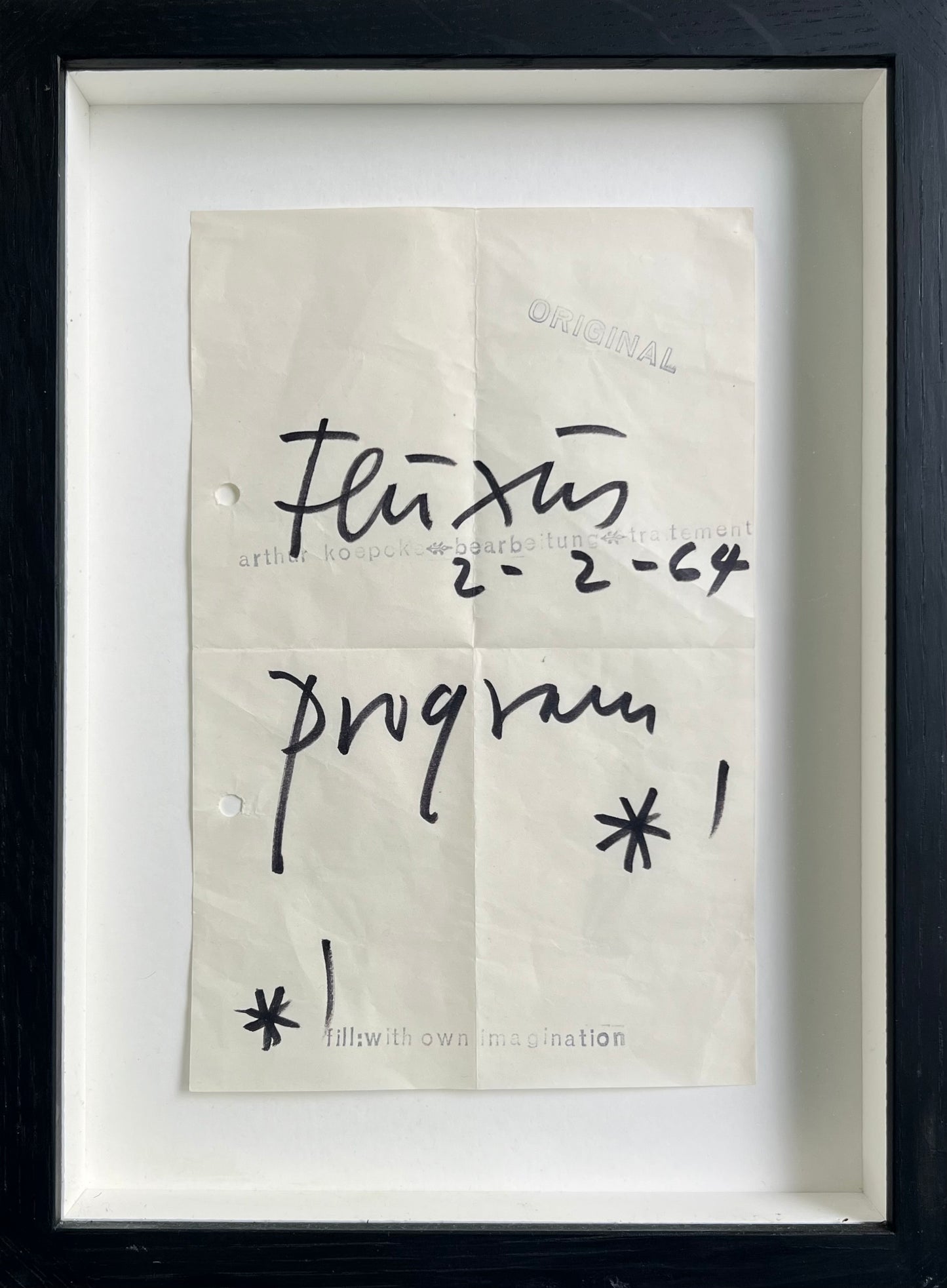 Arthur Køpcke. “Fluxus program”, 1964