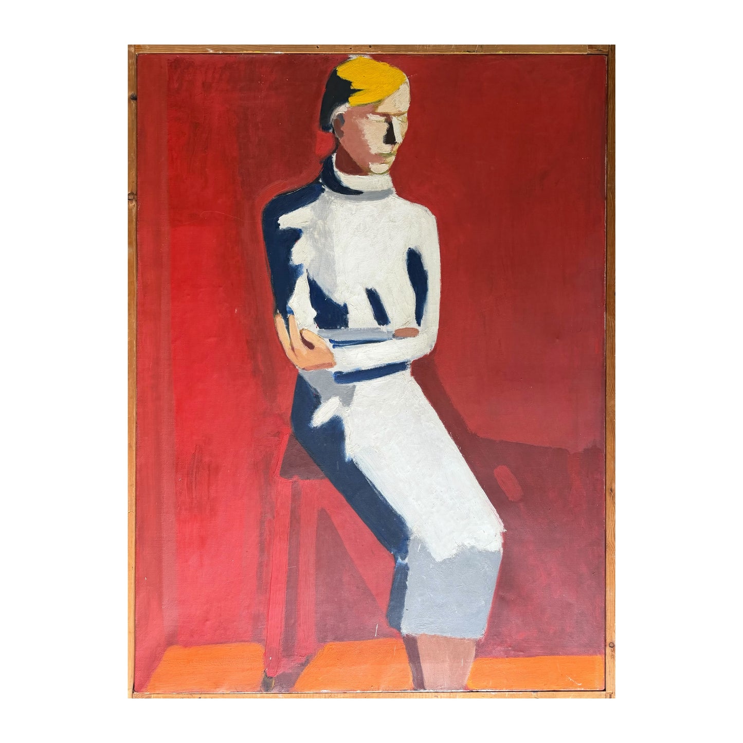 Egon Mathiesen. Model in red room, portrait of Else Fischer-Hansen, 1936