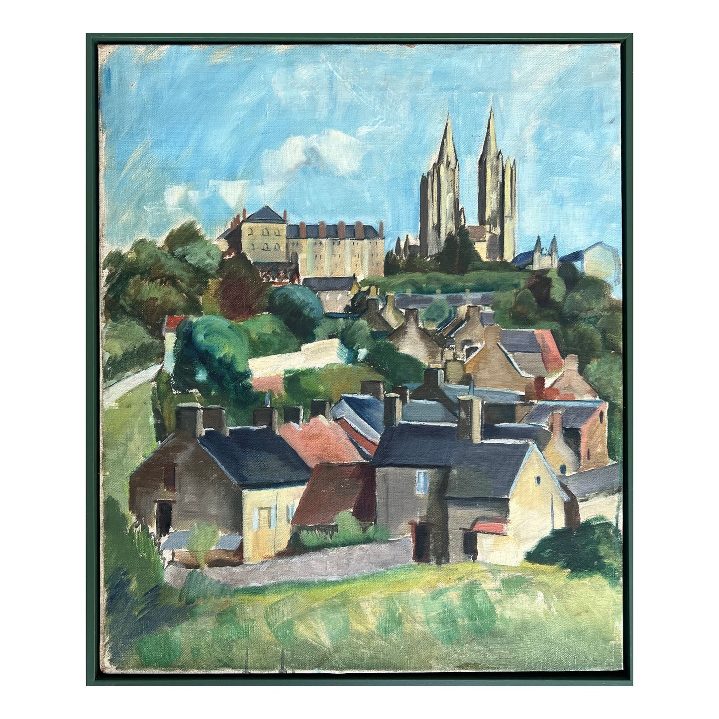 Rita Kernn-Larsen. Landscape with houses and a cathedral, ca. 1930