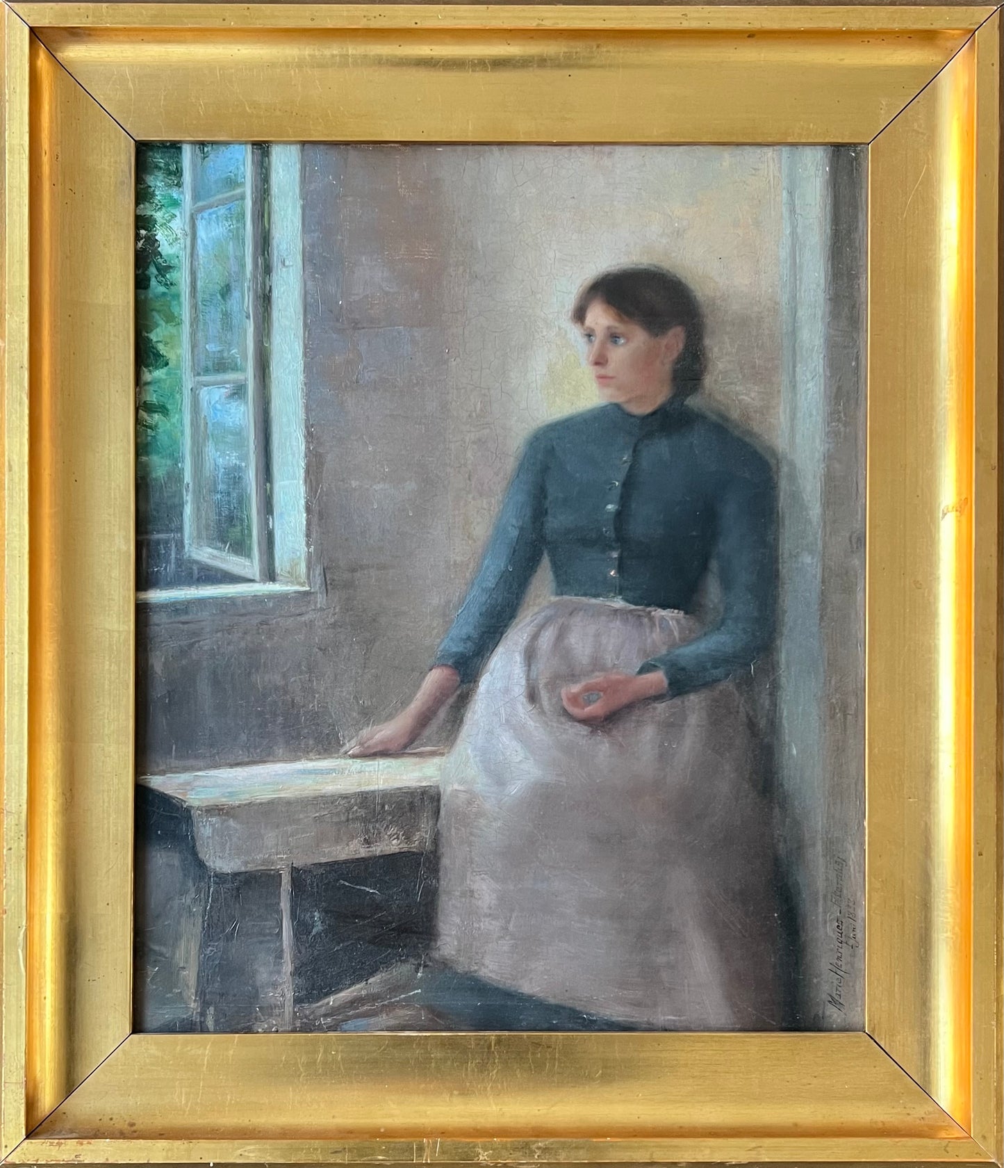 Marie Henriques. “A woman by the window in Petershøj, Ordrup”, 1888