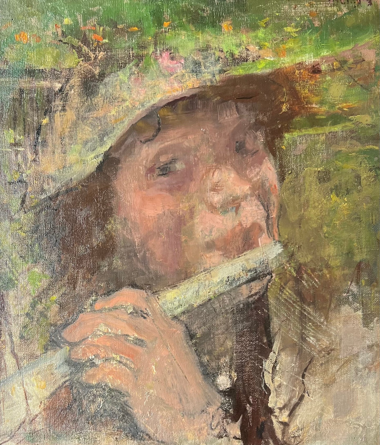 Esther Kjerner. Study for a portrait of a flute player