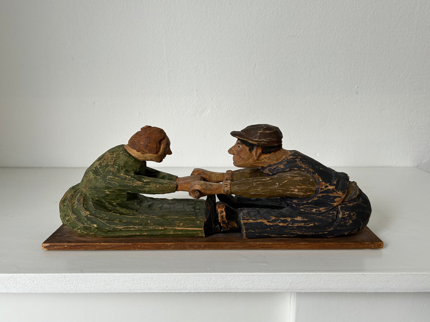 Swedish sculpture of wood. “Dra hank”, 20th century