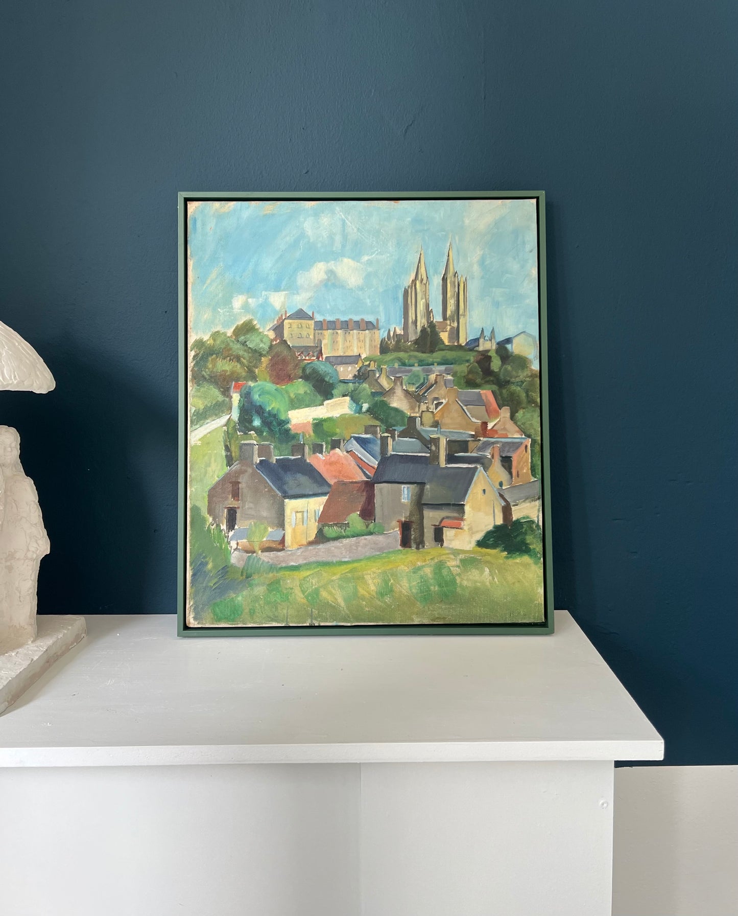 Rita Kernn-Larsen. Landscape with houses and a cathedral, ca. 1930