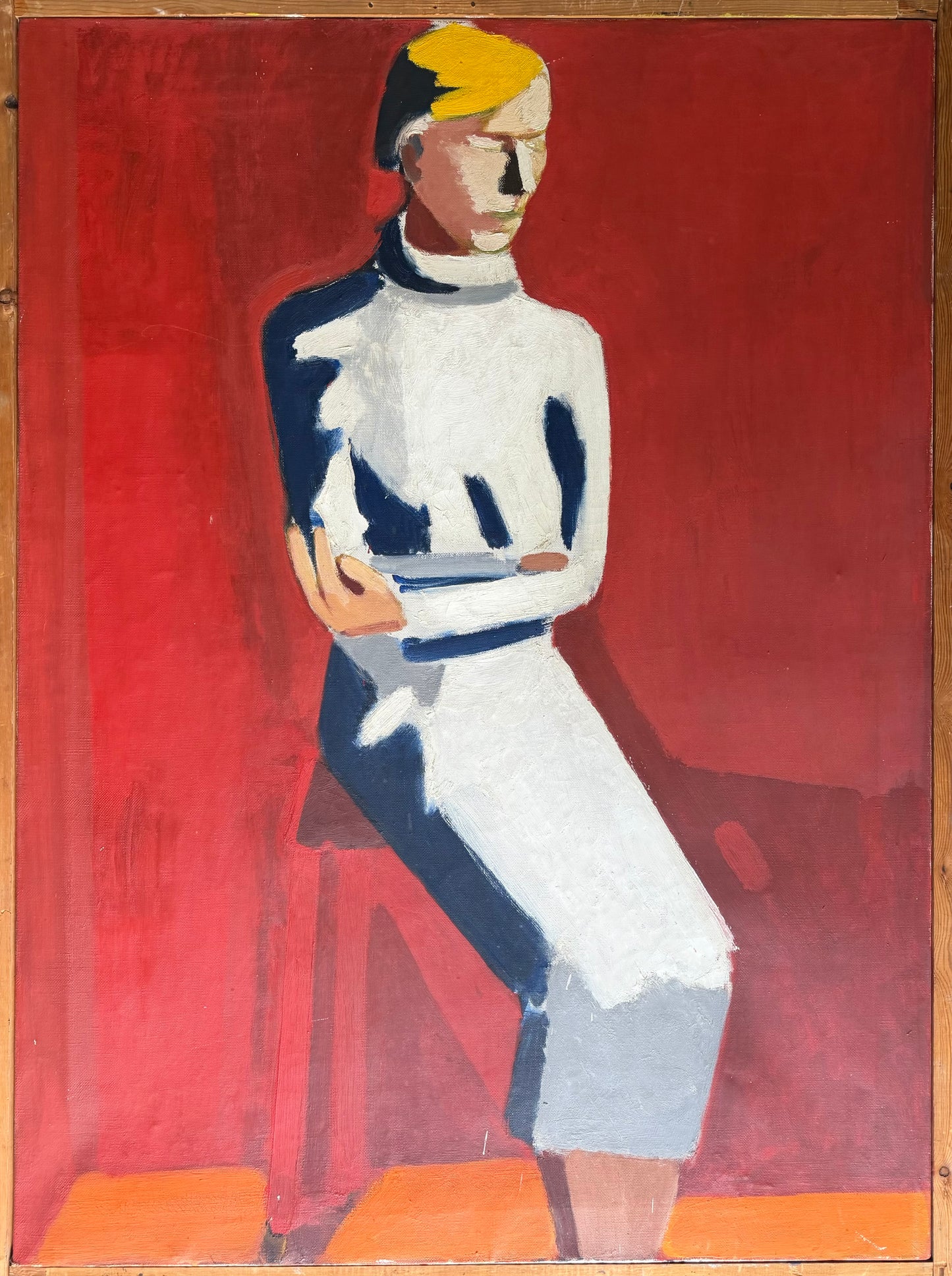 Egon Mathiesen. Model in red room, portrait of Else Fischer-Hansen, 1936