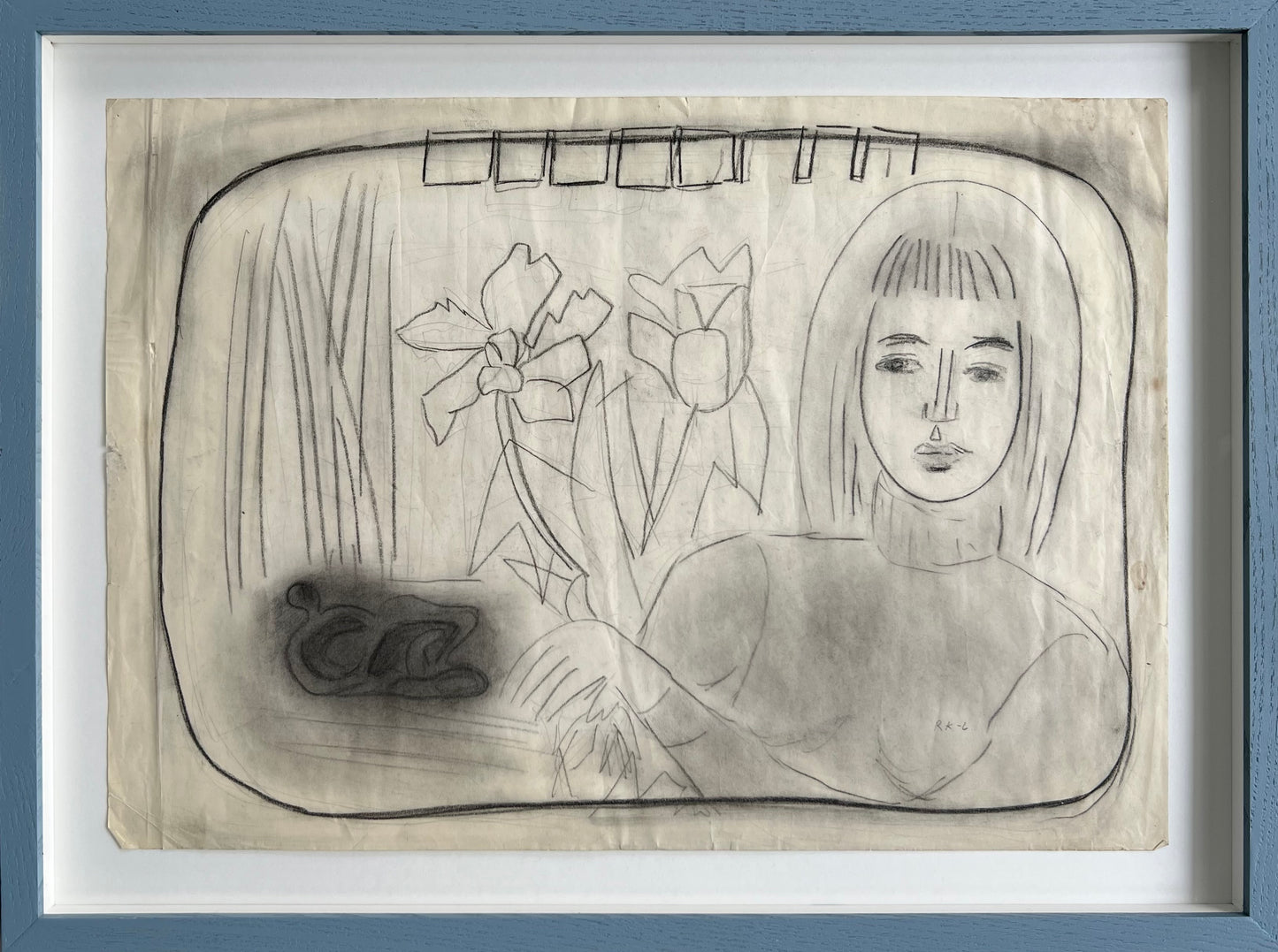 Rita Kernn-Larsen. The artists daughter and a sculpture, 1950’s