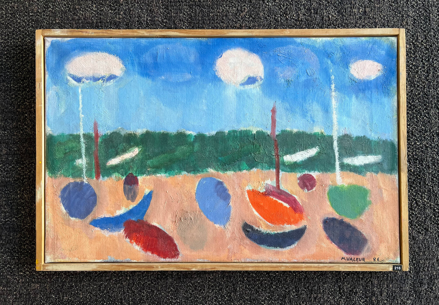 Mogens Valeur. Boats on the beach, 1986