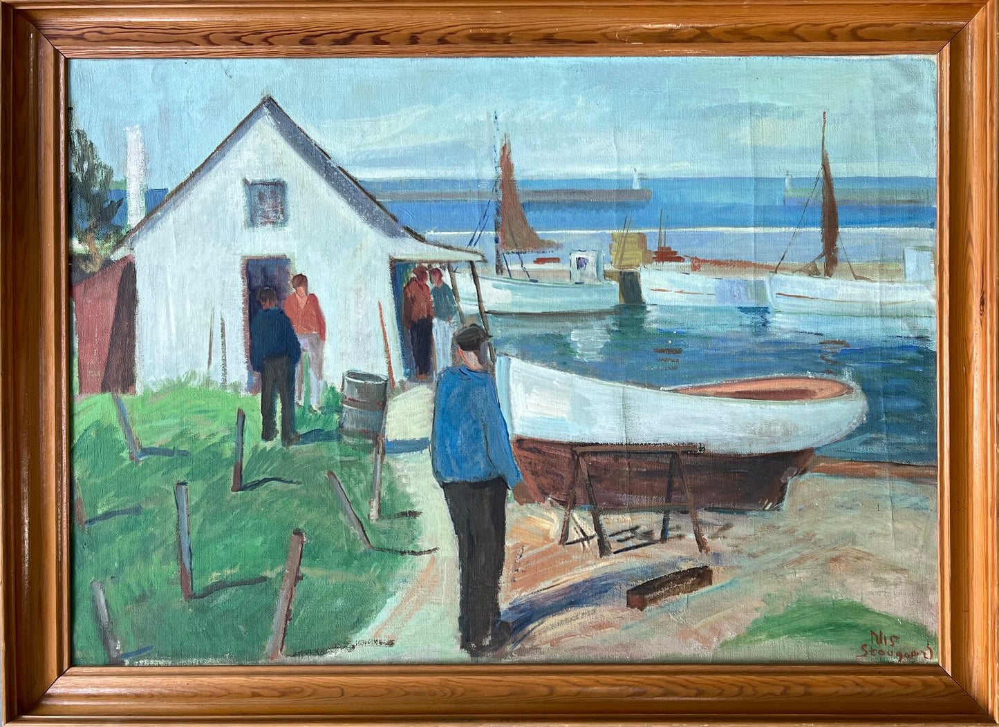 Nis Stougaard. Harbour scene from Bornholm, 1940’s