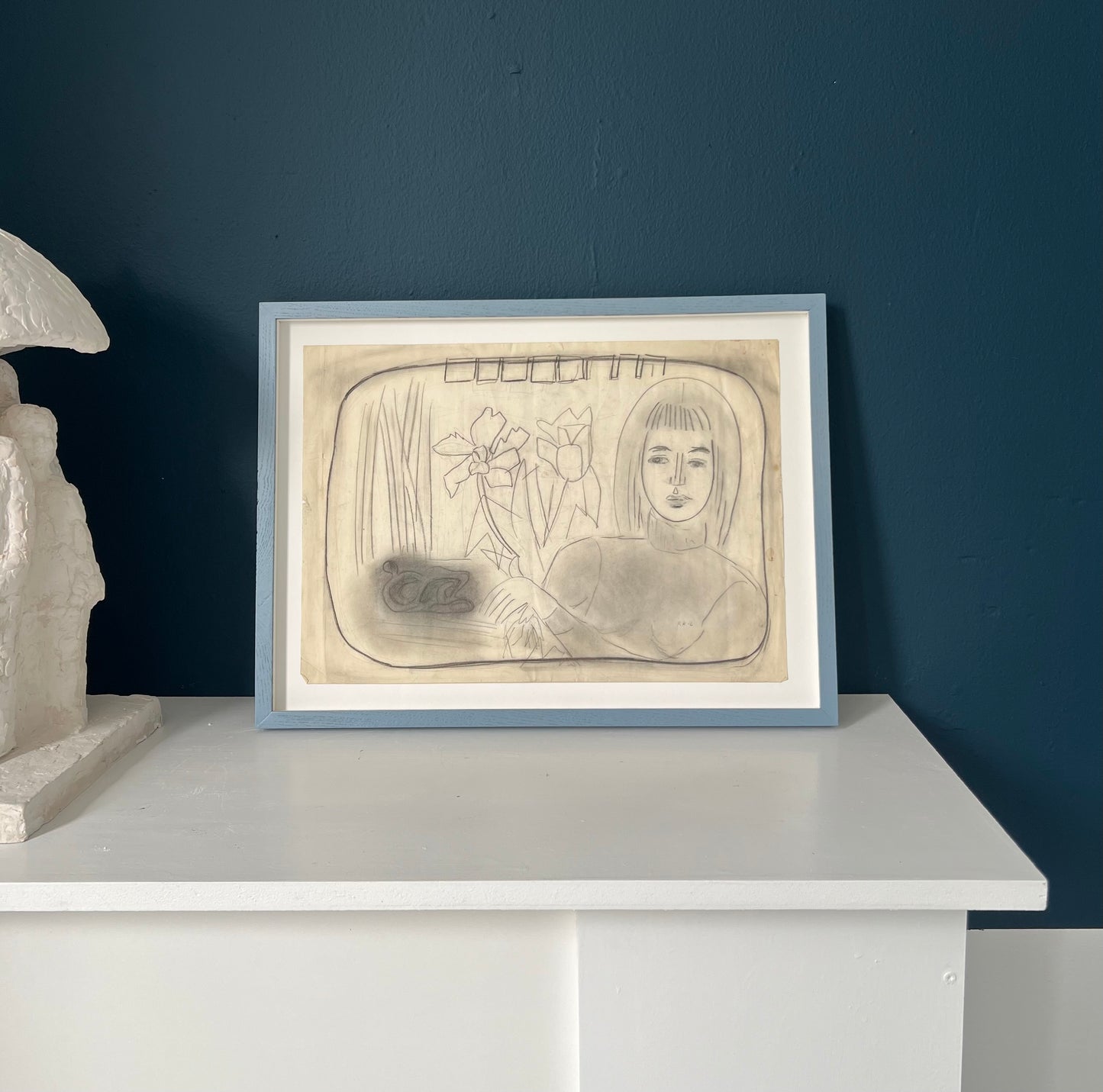 Rita Kernn-Larsen. The artists daughter and a sculpture, 1950’s