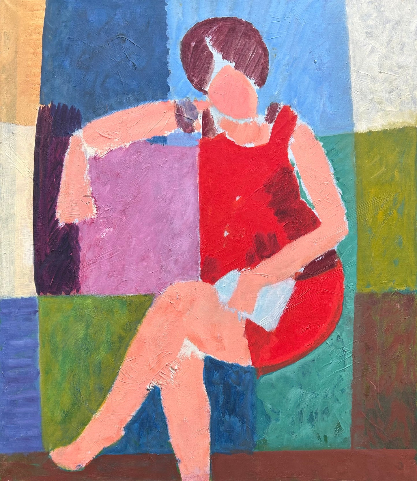 Mogens Valeur. Composition with woman in red