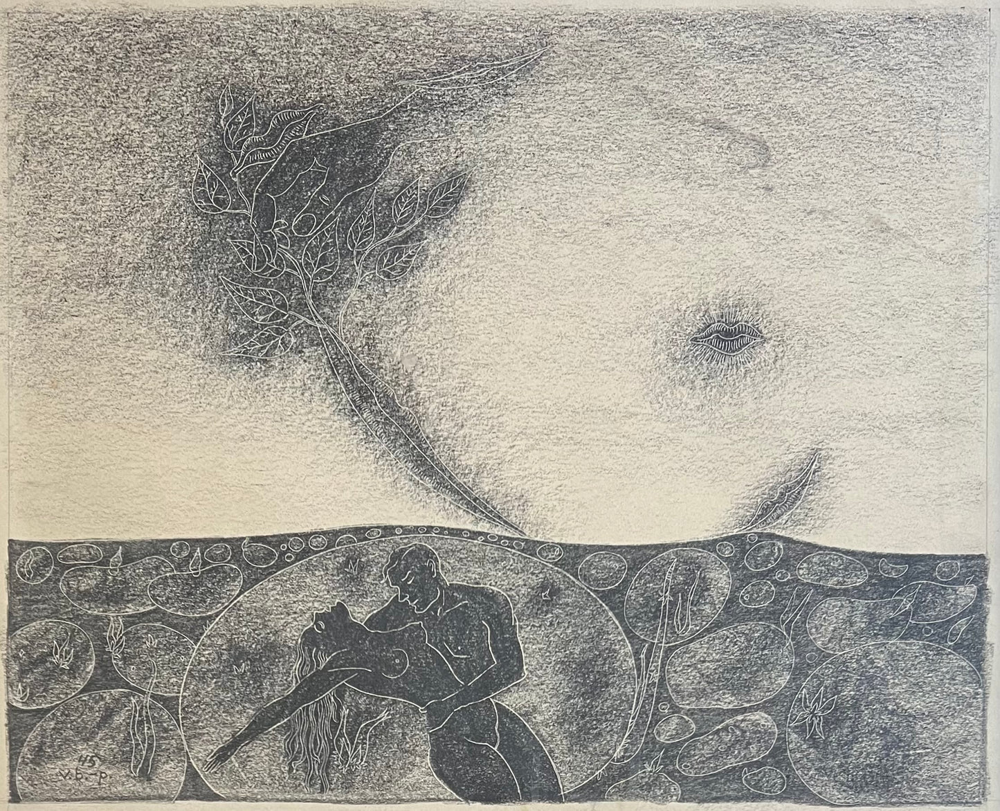 Vilhelm Bjerke-Petersen. Surreel drawing, 1945