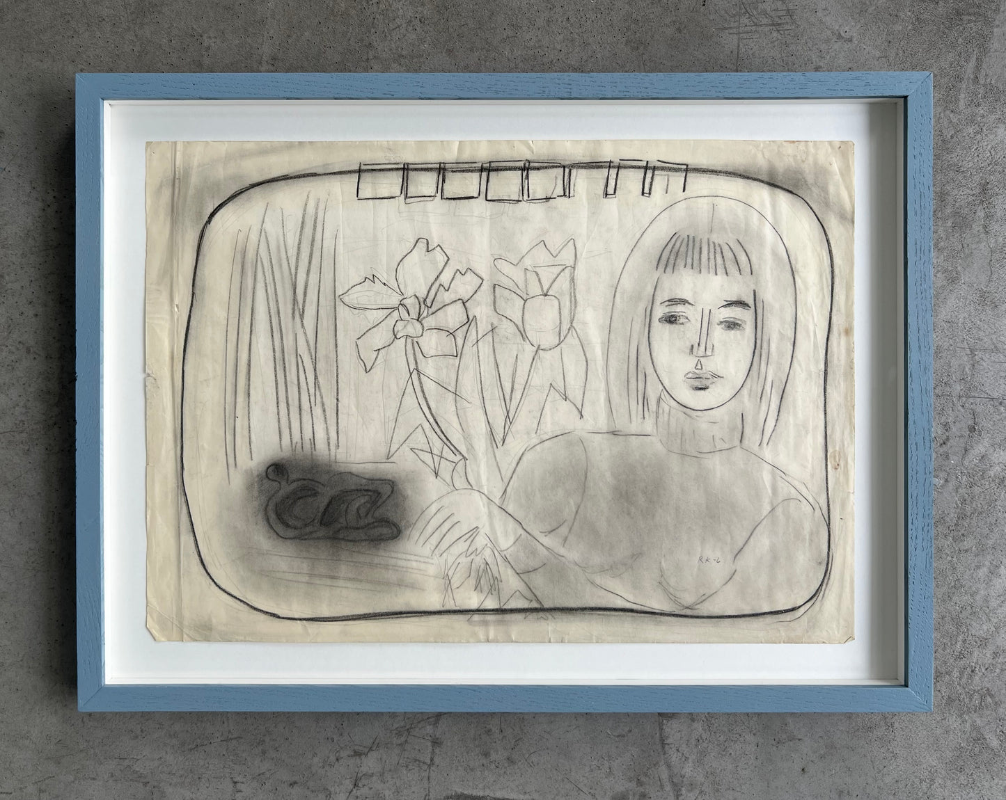 Rita Kernn-Larsen. The artists daughter and a sculpture, 1950’s