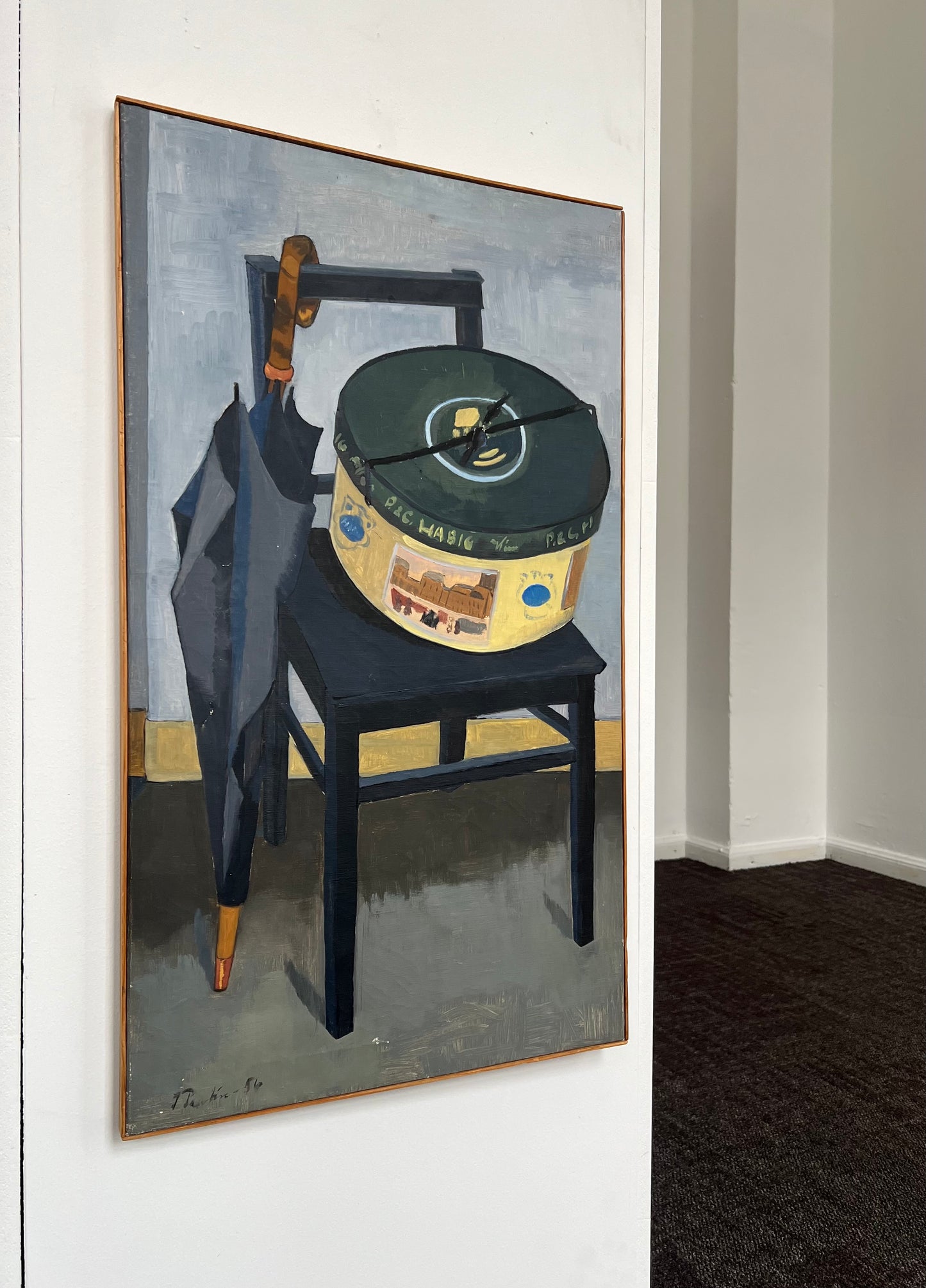Inga Pentén. Stillife with hatbox and umbrella, 1956