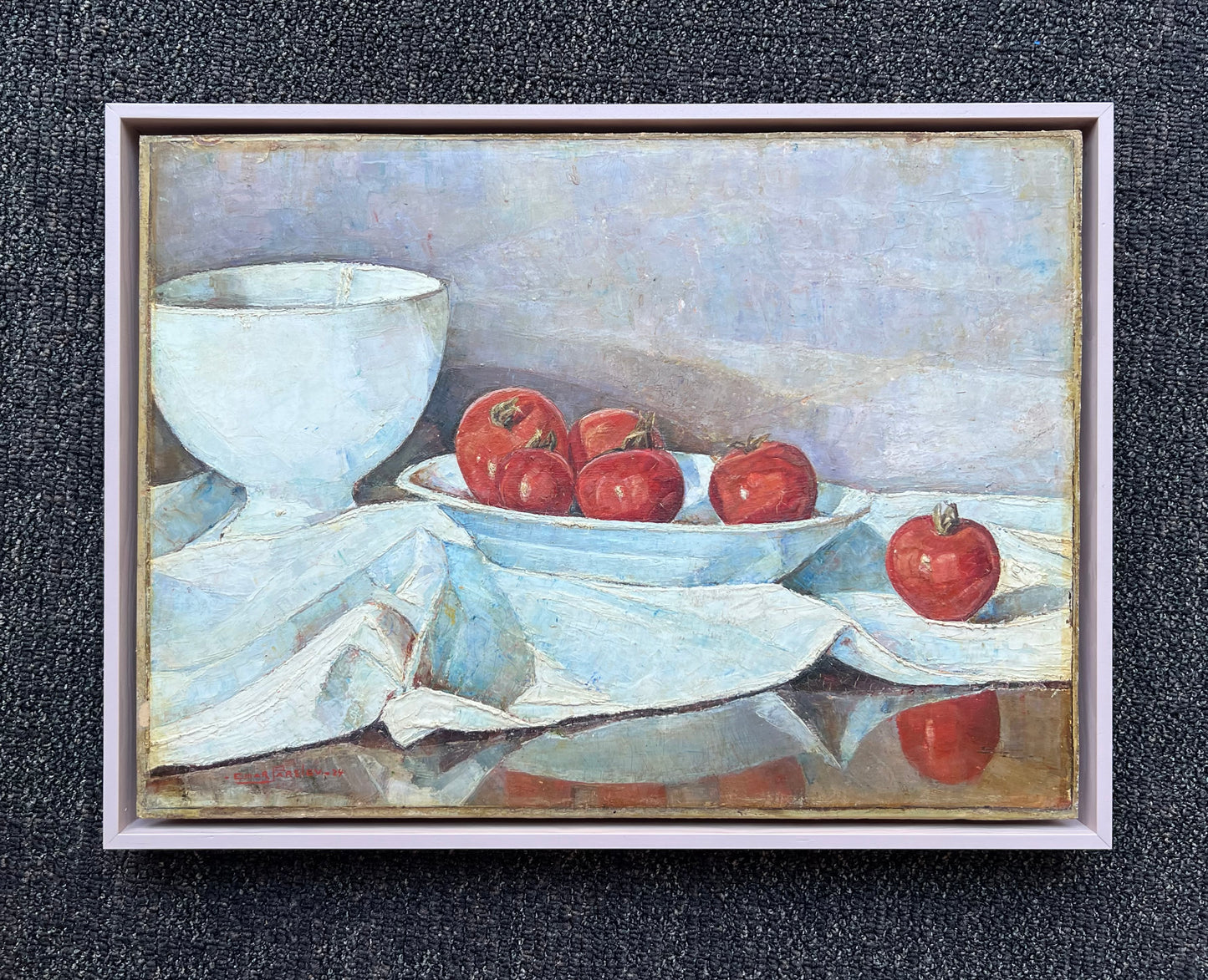 Einar Parslev. Stillife with tomatoes on a white tablecloth, 1924