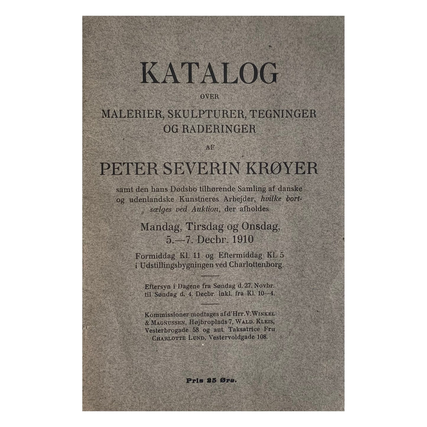 P. S. Krøyer. Catalogue from the artists estate auction, 1910