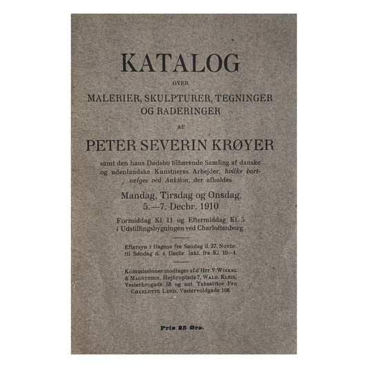 PS Kroyer. Catalog from the artists estate auction, 1910