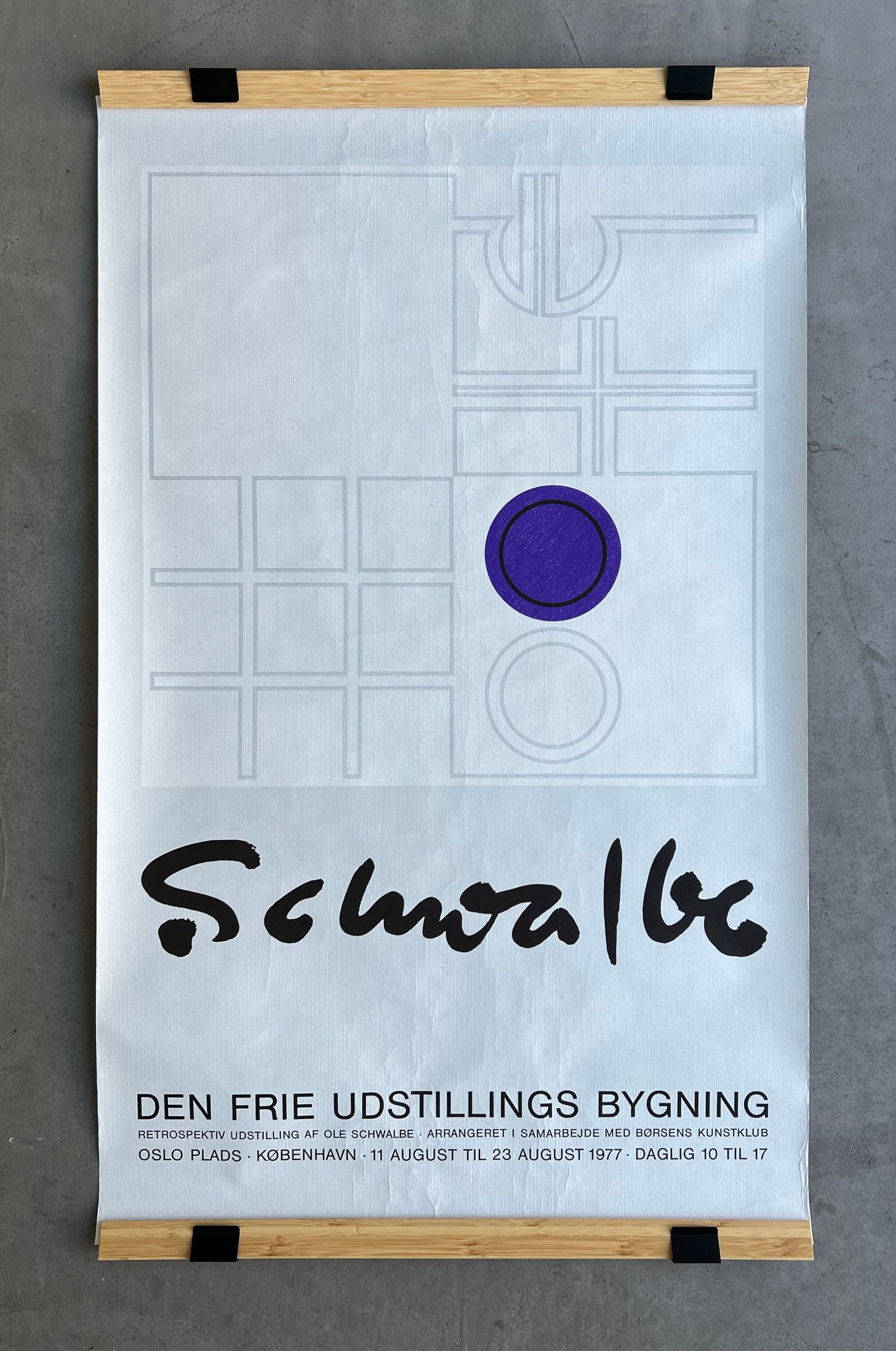 Ole Schwalbe. “Ole Schwalbe - Den Fries Udstillings Bygning”, 1977